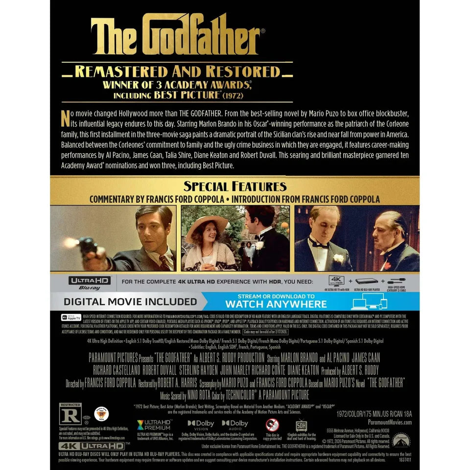 PRE-ORDER: The Godfather Limited Edition Steelbook 4K UHD