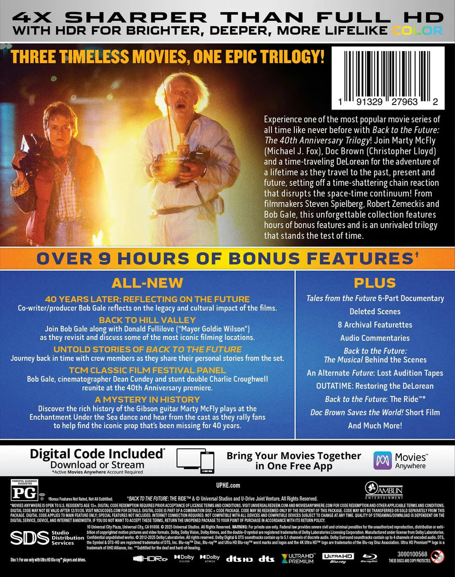 Back to the Future Trilogy - 40th Anniversary Edition (4K Ultra HD + Blu-ray + Digital) *SEE NOTES!