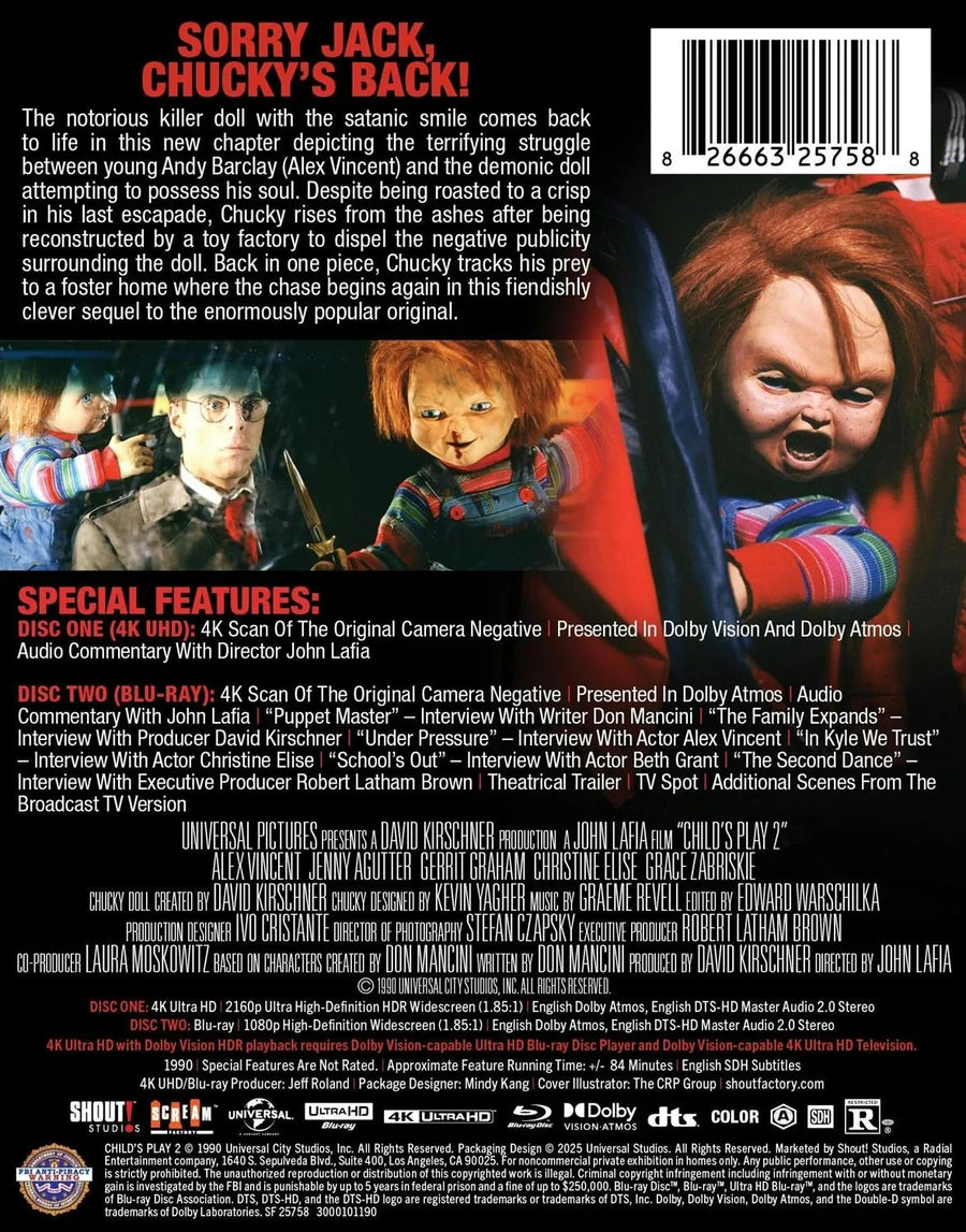 PRE-ORDER: Child's Play 2 (Limited Edition 4K Ultra HD Steelbook + Blu-ray)