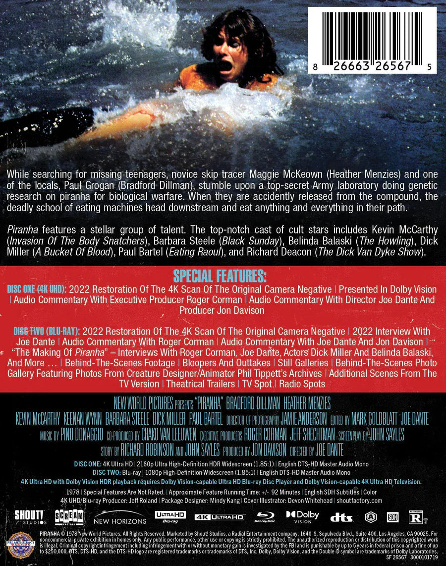 PRE-ORDER: Piranha 1978 Limited Edition Steelbook 4K UHD + Blu-Ray