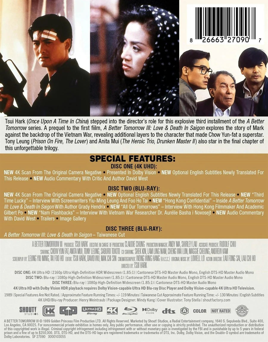 PRE-ORDER: A Better Tomorrow III: Love & Death in Saigon (Limited Edition 4K Ultra HD Steelbook + Blu-ray) (Shout! Factory)