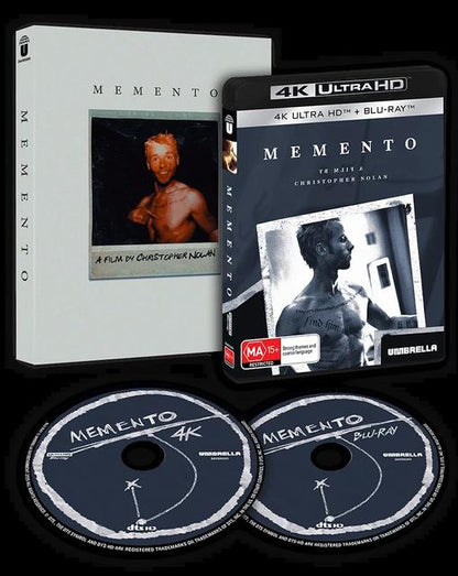 PRE-ORDER: Christopher Nolan's Memento 25th Anniversary (2000) 4K & Blu-ray/Region Free (Umbrella)