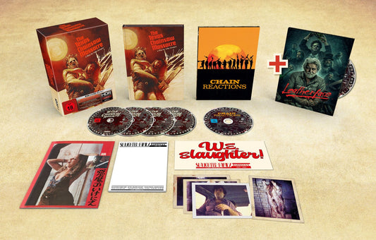 PRE-ORDER: The Texas Chain Saw Massacre – Legendary Bundle (4K UHD + 5 Blu-rays/Region B): Capbox including Mediabook and 2 Digipaks (Chain Reactions + Dinner with Leatherface) – Limited to 1,444 Copies (Import/Turbine)