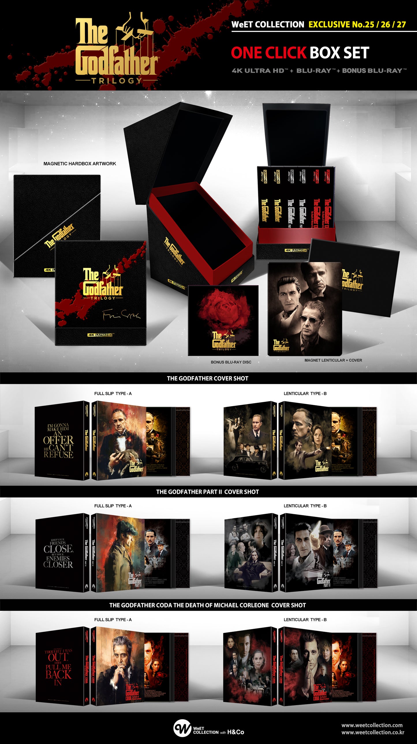 The Godfather Trilogy One Click Box 4K (17 Disc: 4K UHD + BD + Bonus BD) Steelbook LE (Weet EX 25,26,27)