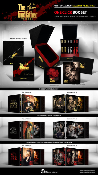 The Godfather Trilogy One Click Box 4K (17 Disc: 4K UHD + BD + Bonus BD) Steelbook LE (Weet EX 25,26,27)