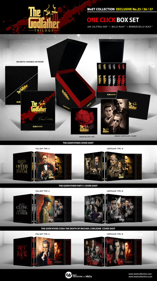 The Godfather Trilogy One Click Box 4K (17 Disc: 4K UHD + BD + Bonus BD) Steelbook LE (Weet EX 25,26,27)