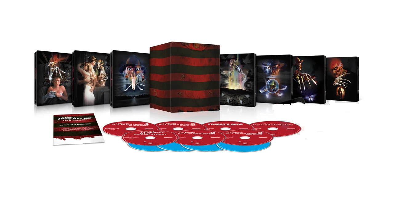 REPRINT PRE-ORDER: A Nightmare On Elm Street 1 to 7 Limited Edition Steelbook (UK) Region Free 4K Ultra HD + Blu-Ray