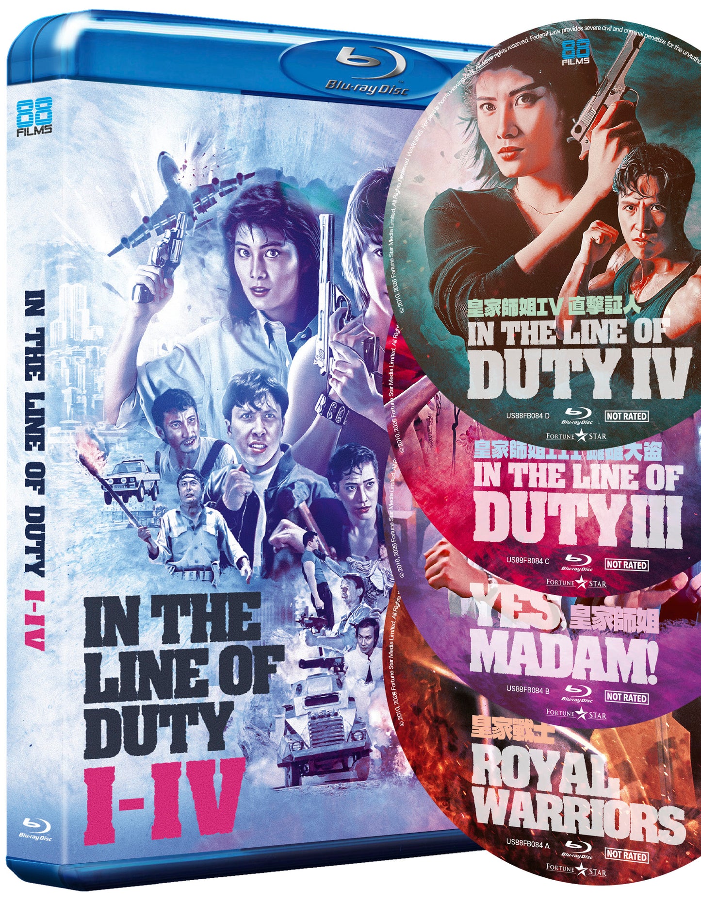 PRE-ORDER: In The Line Of Duty I-IV (Standard) Blu-Ray (88 Films 4 Disc Set)
